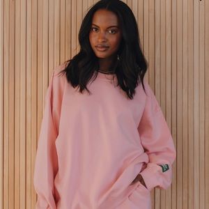 Oversized Fleece Crew - Dusty Rose